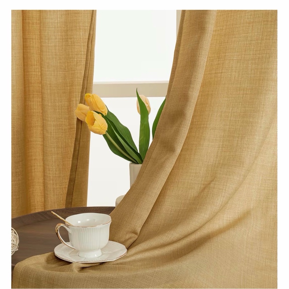 Loewe beige tan grommet-top curtains - Picture 4 of 9